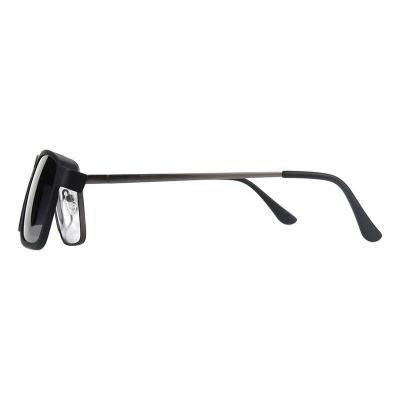 M11038 matte black square metal sunglasses