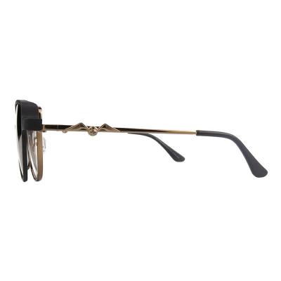 M11034 black round metal sunglasses
