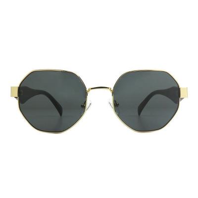 M11055 gold geometric metal sunglasses