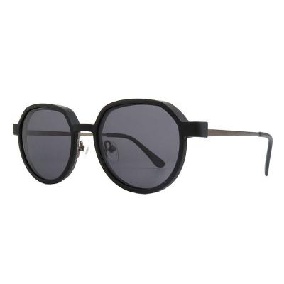 M11037 matte black geometric metal sunglasses
