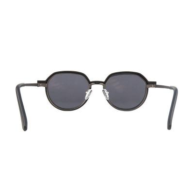 M11037 matte black geometric metal sunglasses